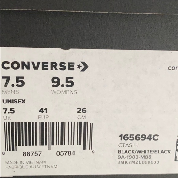 Converse Ctas HI Big Logo Black Women’s Sneakers - Picture 12 of 12
